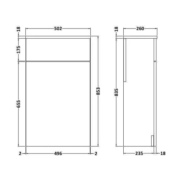 Oceana Eden 500mm Back to Wall WC Toilet Unit Gloss in Stone Grey - Image 3