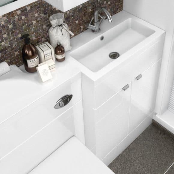 Oceana Rio 1000mm Furniture Set & Basin in Gloss White (RH) - Image 3