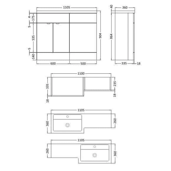 Oceana Rio 1100mm Furniture Set & Basin in Gloss White (RH) - Image 4